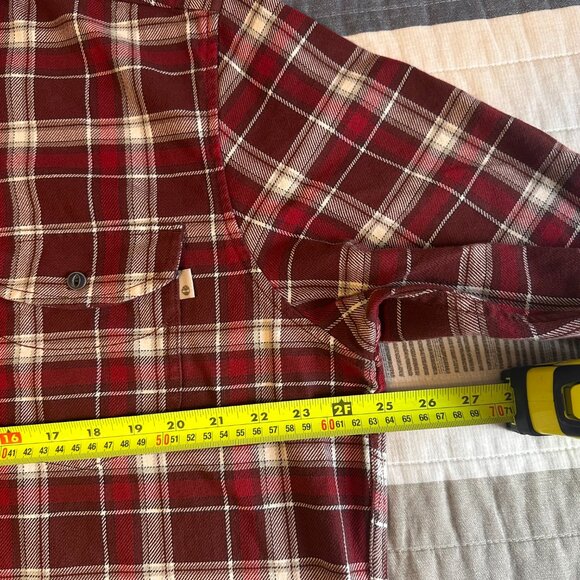 Timberland Casual Button Down Mens XL Red Maroon Plaid Rugged Flannel Shirt - Picture 4 of 5